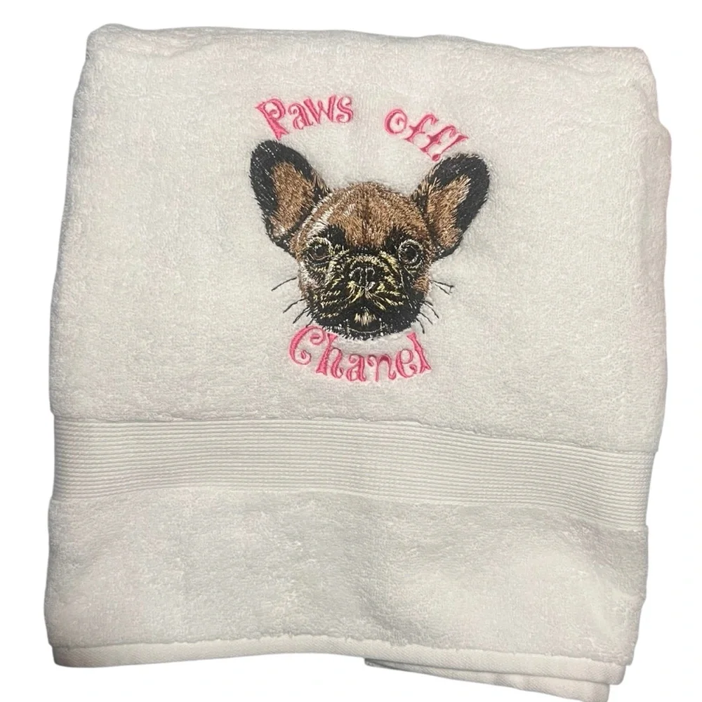 French bulldog Personalized Embroidered Dog Hand Towels any pet dog, cat, horse